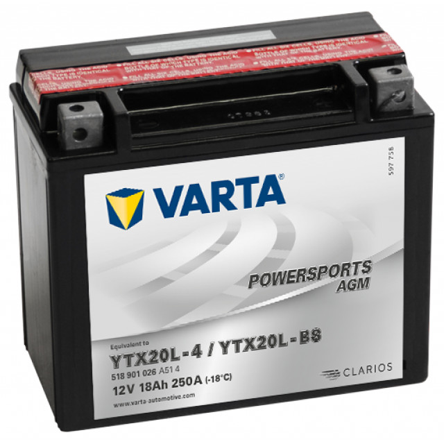 VARTA 18Ah Varta 12V 518 901 026 A514 AGM